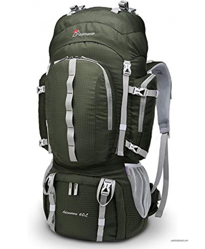Mountaintop 60 Liter Hiking Internal Frame Backpack with Rain Cover