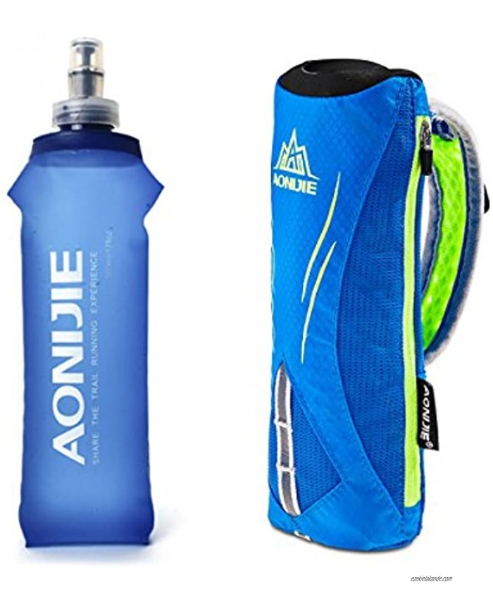 Geila Handheld Water Bottle for Running 17 oz Grip Handheld Bottle with Hand Strap Hydration Pack Sport Soft Flask
