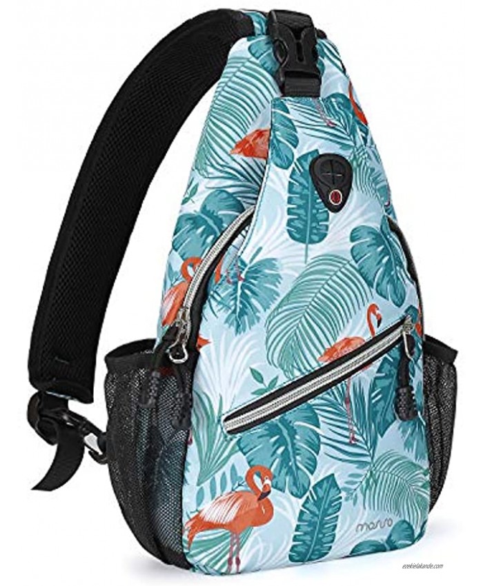 MOSISO Mini Sling Backpack,Small Hiking Daypack Pattern Travel Outdoor Sports Bag Flamingo