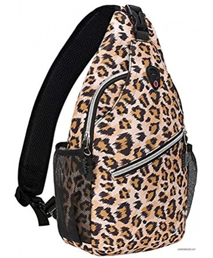 MOSISO Mini Sling Backpack,Small Hiking Daypack Pattern Travel Outdoor Sports Bag Leopard Print