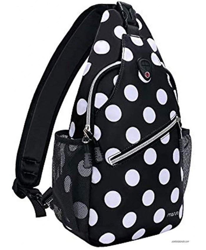 MOSISO Sling Backpack,Travel Hiking Daypack White Dot Rope Crossbody Chest Bag