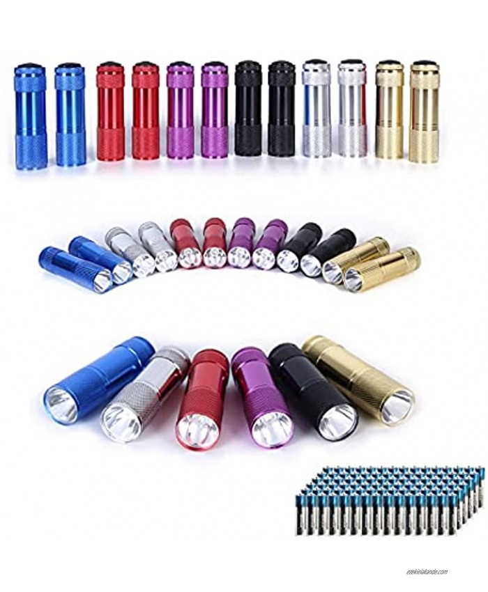30-pack Mini LED Flashlights Portable Aluminum 6 Color Handheld Flashlights with Lanyard Small Flashlight for kids 90-Pack AAA Battery Included for Night Reading Emergency Camping Party