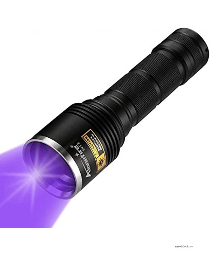 Alonefire SV13 15W 365nm UV Flashlight USB Rechargeable Ultraviolet Blacklight Flashlight Black Light Pet Urine Detector for Resin Curing Dry Stain Scorpion with Battery Charger 26650 Battery