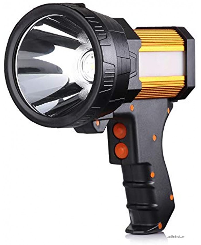 BUYSIGHT Rechargeable Spotlight,Spot Lights Hand held Large Flashlight 6000 lumens Handheld Spotlight Lightweight and Super Bright Flashlight Aluminium_Alloy Golden