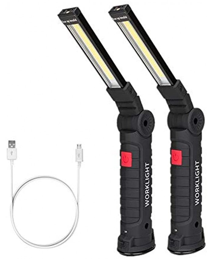 LED Work Light Coquimbo COB Rechargeable Work Lights with Magnetic Base 360 Degree Rotate and 5 Modes LED Flashlight Inspection Light for Car Repair Household and Outdoor Use 2 Pack 27x4.5cm