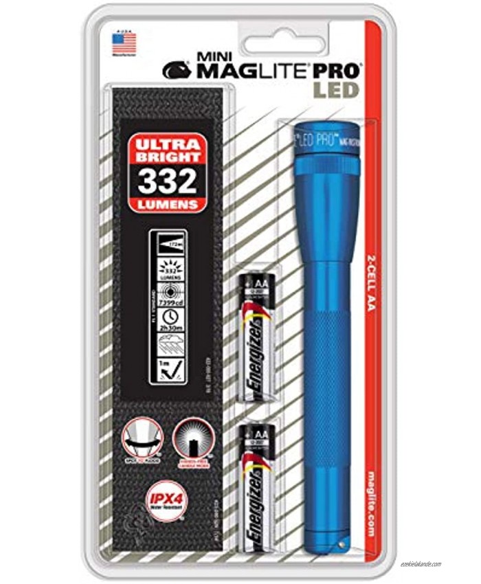 MagLite SP2P11H LED 2 Cell AA PRO Flashlight with Batteries and Holster Sleeve Blue