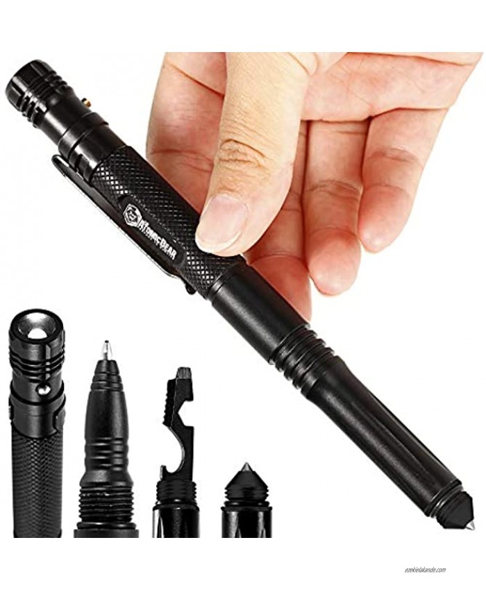 MTP-6 Tactical Pen – Military-Inspired Multitool Pen Self Defense for Women & Men – Tactical Gear & EDC – Glass Breaker +LED Flashlight +Ballpoint Pen + Bottle Opener – 3 Ink Refills + 12 Batteries