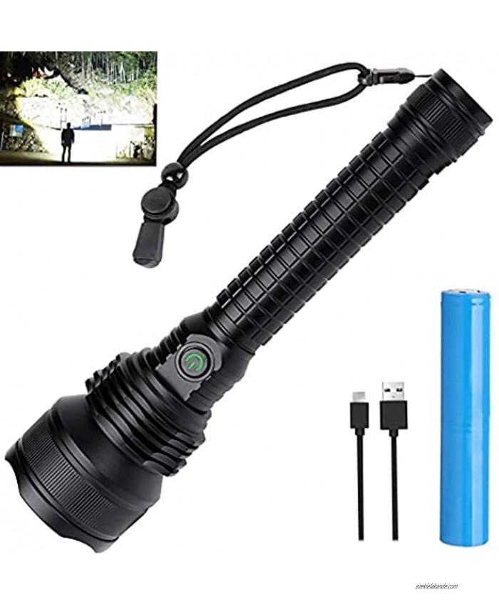 Rechargeable LED Flashlights High Lumens 90000 Lumens Super Bright Tactical Flashlights with 5 Lighting Modes 18650 Battery IPX5 Water-Resisant Handheld Flashlights for Emergencies Camping