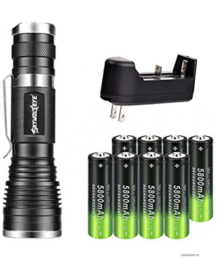 Tokeyla 18650 flashlights led Rechargable flashlights with universal charger and 8pc 18650 battery zoomable high lumen water resistant 3 light modes for hiking camping hunting fishing
