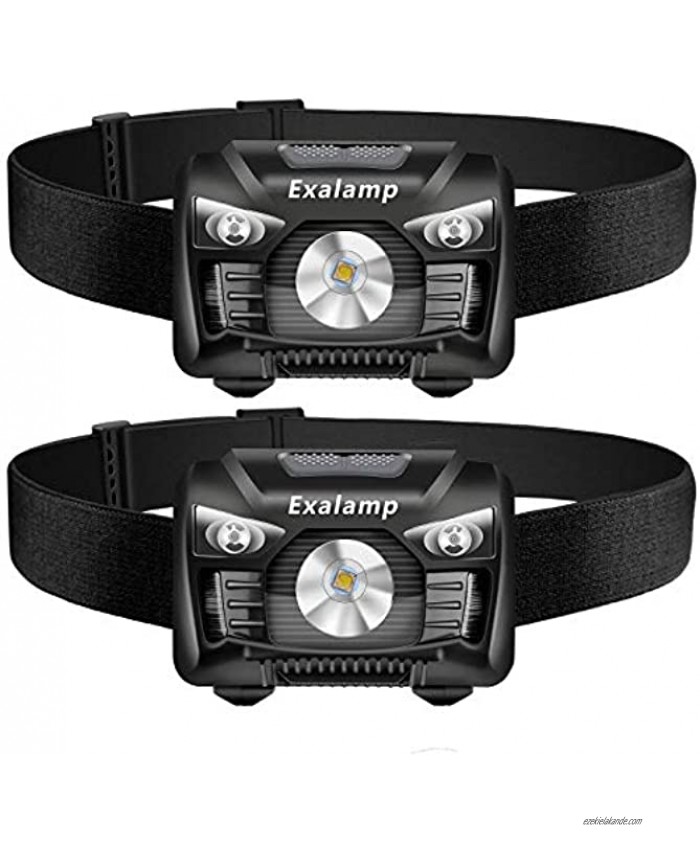 2 Pack of Headlamp Camping Accessories Gear 500 Lumens White Cree LED Head lamp with Red Light and Motion Sensor Switch Perfect for Running Hiking Repairing Lightweight Waterproof