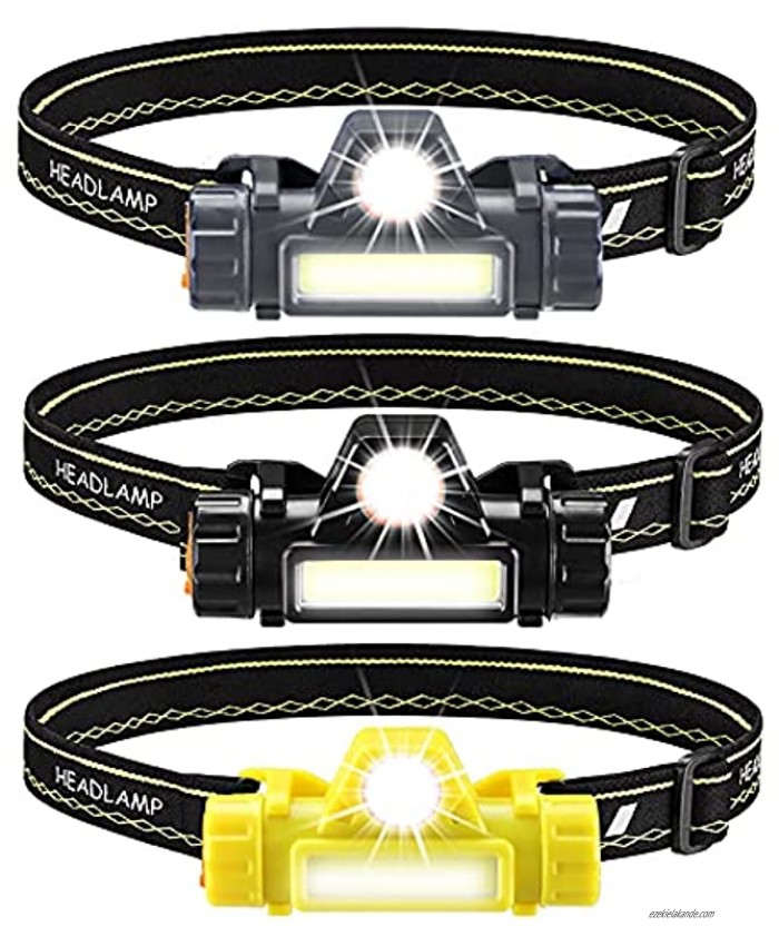 Headlamp Rechargeable Alyattes LED Head Lamp 3-Pack Ultra Bright USB Headlight Waterproof headlamps Lightweight Flashlight for Head Adults Kids Camping Running Hiking Fishing Outdoors