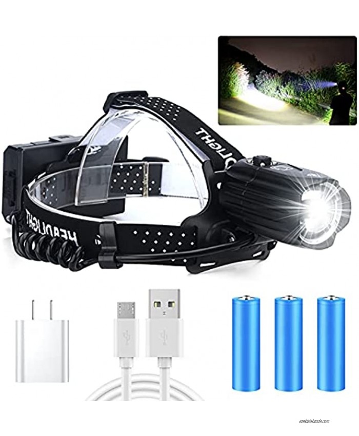 LED Rechargeable Headlamps Alifa 90000 Lumens Headlamps for Adults Head Lamps Outdoor Led Rechargeable Waterproof 3 Modes USB Head Flashlight for Hiking Running Fishing Camping p90.2