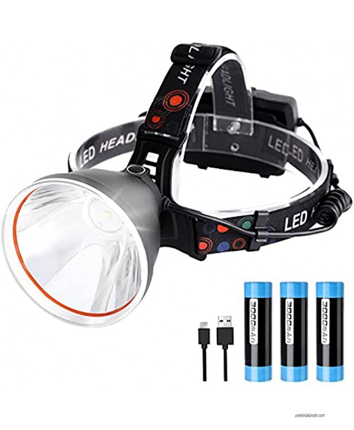 Rechargeable Led Headlamps for Adults Super Bright 10000 High Lumens Headlamps Flashlights with 3 Modes Lighting 90°Adjustable Head IPX5 Waterproof Camping Headlamps for Hiking Running Outdoors