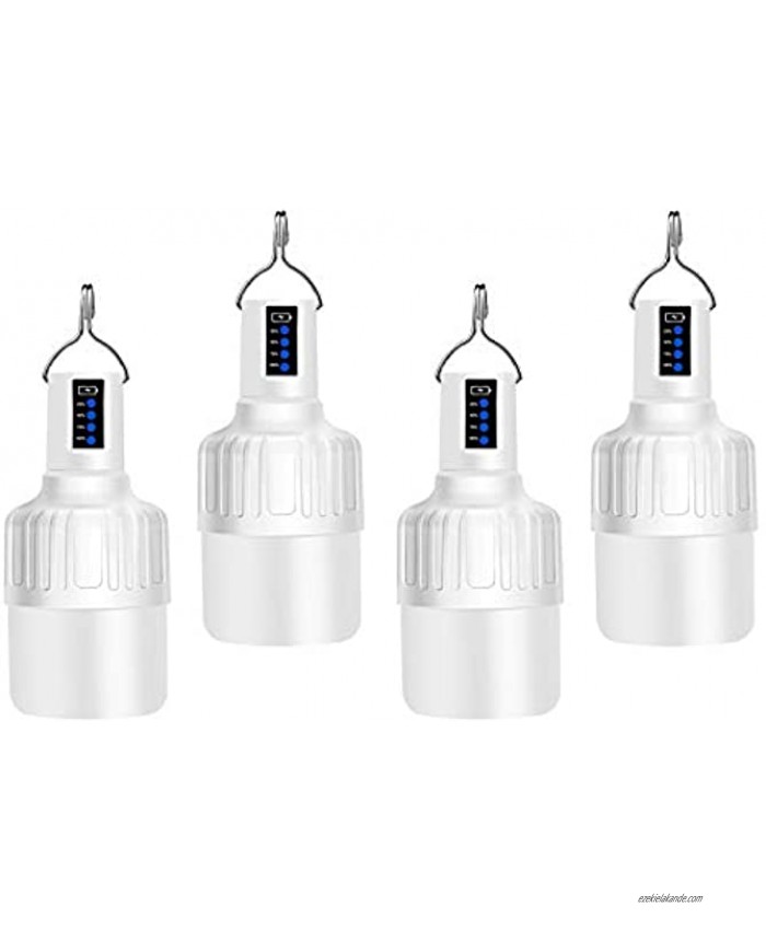 4 Pack Rechargeable Camping Light 3 Lighting Modes Hanging Tent Lantern Portable Emergency Outdoor Light Bulb