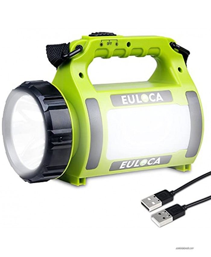 EULOCA Rechargeable CREE LED Spotlight 2600 mAh Power Bank Multi Function Camping Lantern Big Flashlight Waterproof Searchlight for Hurricane Emergency Hiking Home and More