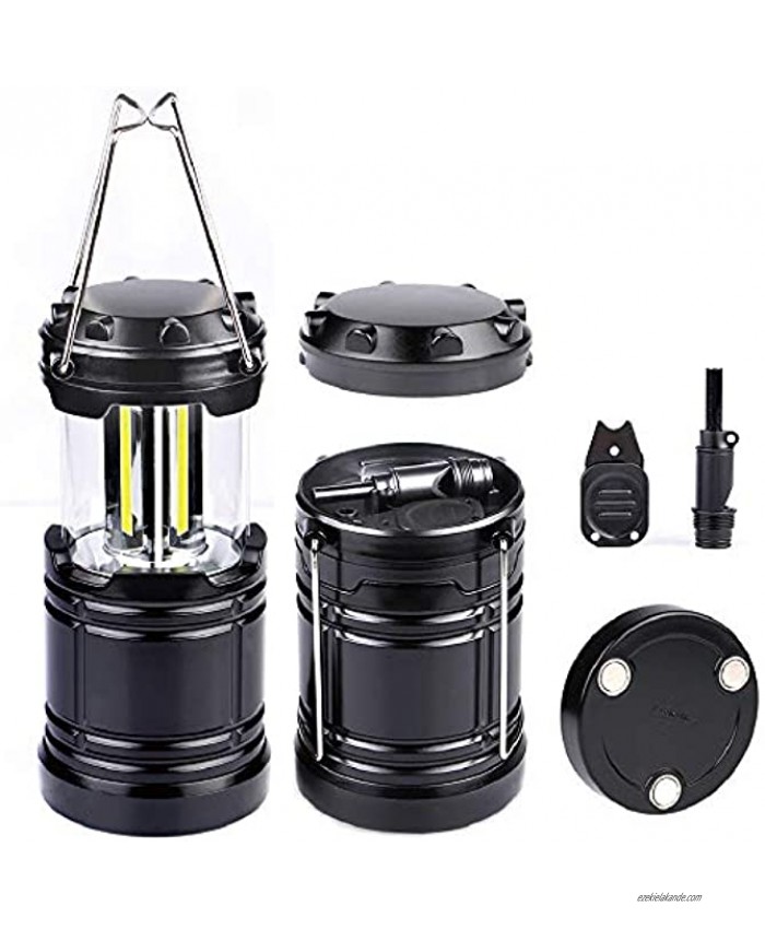LED Camping Lantern Light Collapsible Moobibear 300lm COB Technology Battery Powered Portable Lantern with Fire Starter Magnetic Base Camping Gear for Night Fishing Hiking Emergencies