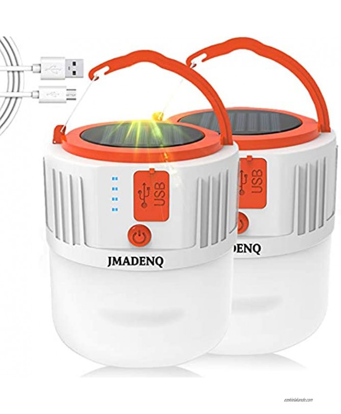 LED Camping Lantern,Portable Lantern Flashlight with 5 Light Modes,Must Have During Hurricane Emergency Storms Outages,Outdoor Recreations Camping Lights Solar Powered & USB Charge Orange 2 Pack