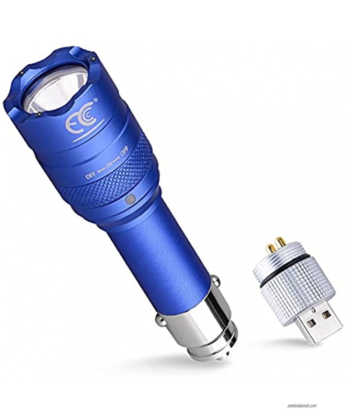 MCCC 250 Lumens Small LED Rechargeable Car Emergency Flashlight for 12 Volt Car Cigarette Lighter Vechicle Charge Portable Mini Torch Light with Car Charger and Outdoor Survival Tool for Camping