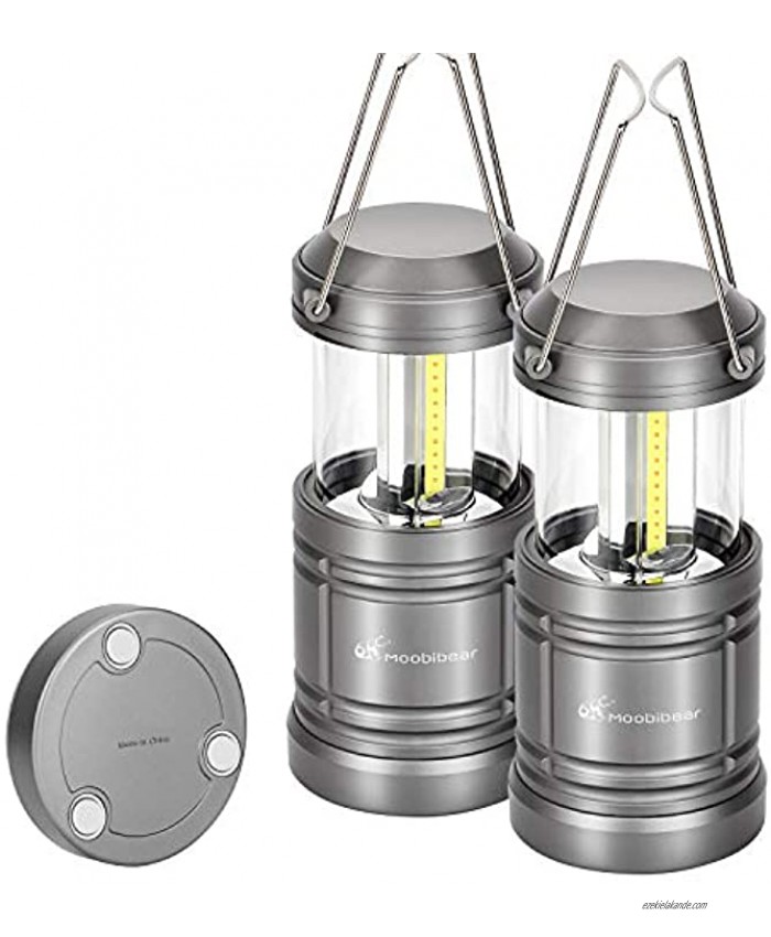 Moobibear LED Camping Lanterns 2 Pack 500lm Super Bright Camping Lights Collapsible Emergency Light Battery Lantern with Magnetic Base for Home Power Outages Storms Outdoor Campers