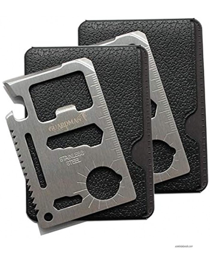 GUARDMAN 2pcs Ultimate 11-in-1 Survival Credit Card Multitool By GUARDMAN- Multipurpose Tactical Wallet Tool With Bottle Opener Survival Knife & 9 Other Functions- Great Stocking Stuffer For Men & Father’s Day Gift