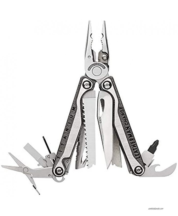 LEATHERMAN Charge Plus TTi Titanium Multitool with Scissors and Premium Replaceable Wire Cutters Stainless Steel Built in the USA