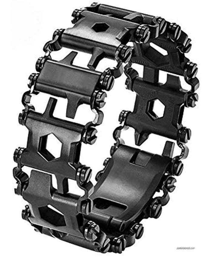 Multi Tool Bracelet for Men 29 in 1 Stainless Steel Multifunction Bracelet Survival Multitools Bracelet Travel Friendly Wearable Multitool Tread Bracelet Black
