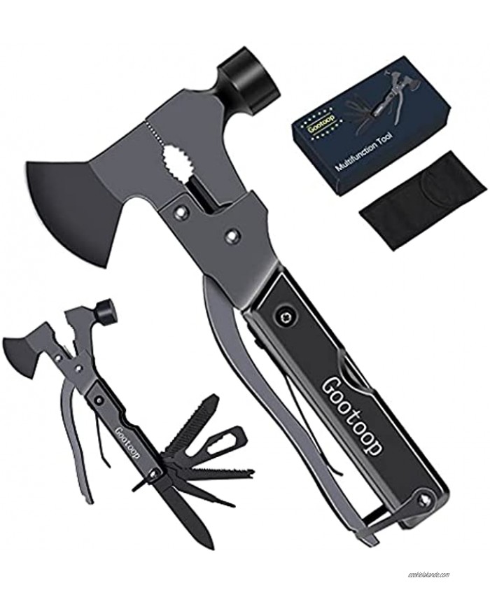 Multitool Camping Accessories Survival Gear Ourdoor Multi Tool Gifts for Men Women 14 in 1 Hatchet Stainless Steel with Knife Axe Hammer Saw Screwdrivers Pliers Bottle Opener Durable Sheath