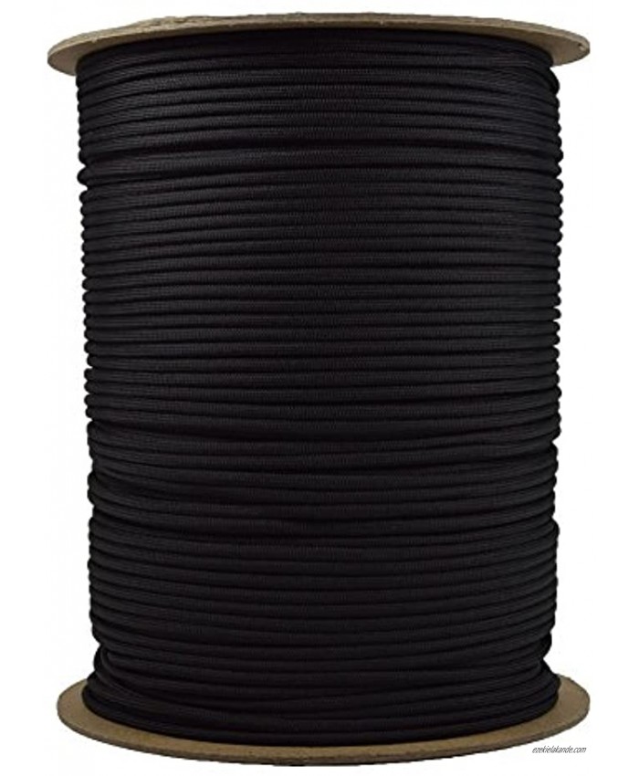 1000 Foot Spools of Parachute 550 Cord Type III 7 Strand Paracord Black