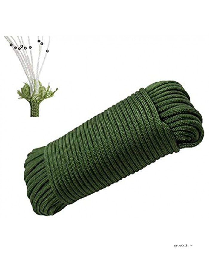 550 Paracord 100 Feet 9-Strand Core Nylon Rope Parachute Cord Tent Rope Survival Gear for Outdoor Camping Hiking Hunting