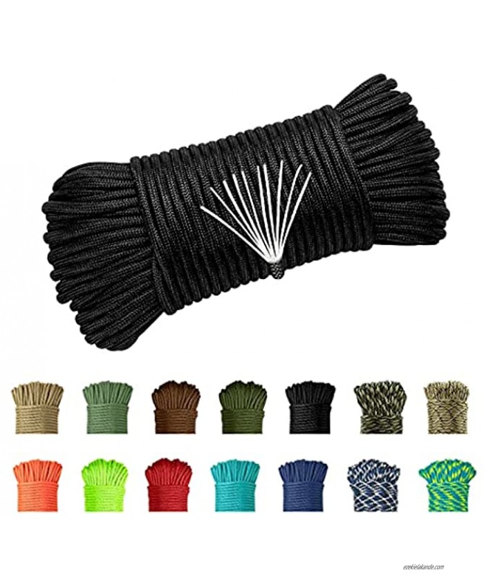 Balit 550 Paracord Parachute Cord 100 Feet Mil-Spec Paracord 10-Strand Core 650lb Nylon Parachute for Outdoor Emergency Tactical Survival Camping Hiking Bracelet