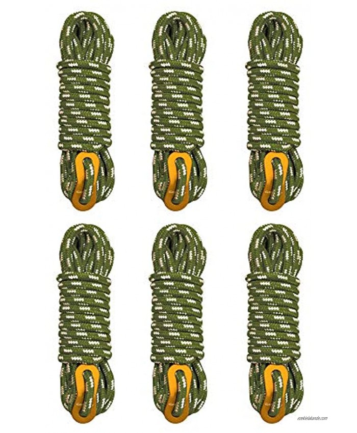 GEERTOP Set of 6 Pack Camping Guylines 5mm Ultralight Tent Cord Rope with Aluminum Tensioner