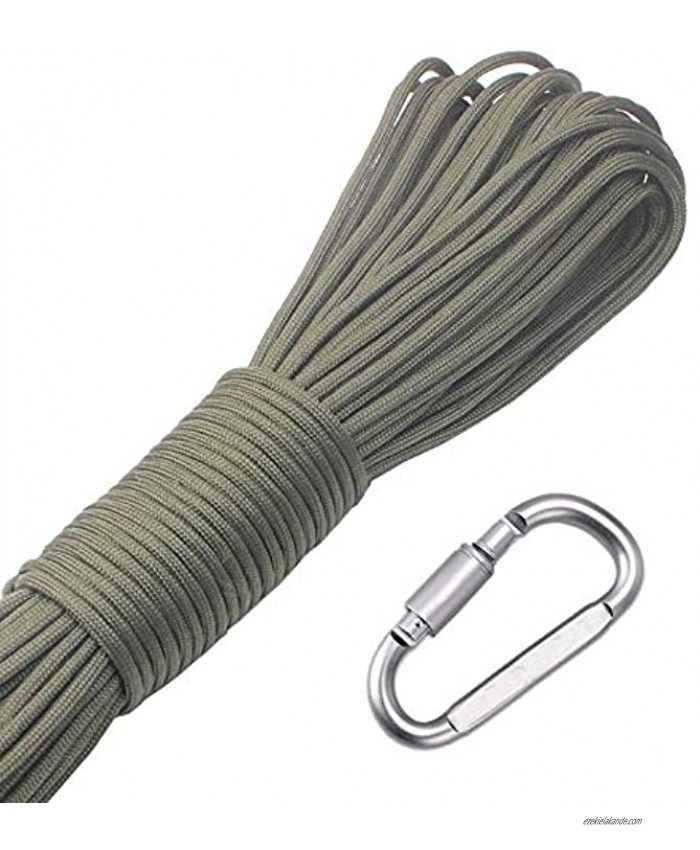 GeGeDa Paracord 550 Paracord Rope Parachute Cord with Carabiner