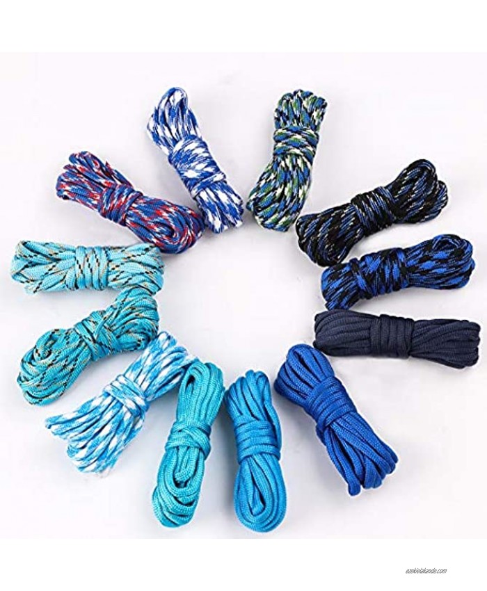 Hileyu Parachute Cord 12 Colors 10 Feet Paracord Cord 550 Multifunction Type III Paracord Ropes 550lb Survival Paracord Random Combo Crafting Kit 7 Strand Cord Tent Rope Outdoor Survival Rope