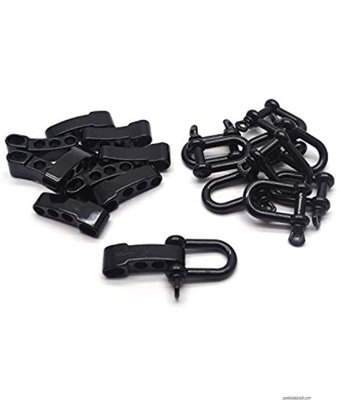 My MIRONEY10-Pack Black Adjustable D Shackles Buckles U-Shaped Zinc Alloy Buckles for Outdoor Rope Survival