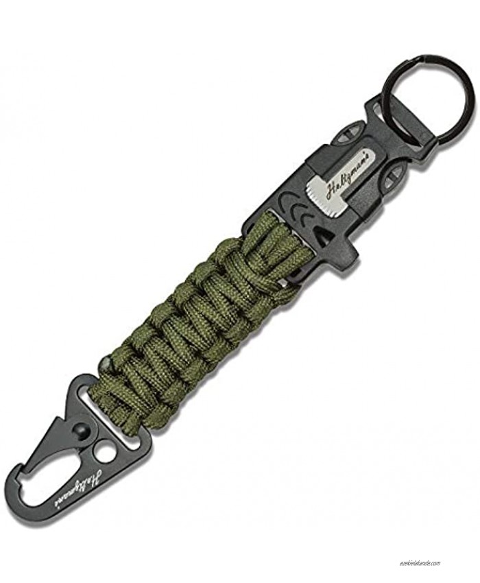 Ultimate 5-in-1 Paracord Keychain with Carabiner for Camping Fishing Hunting & Outdoor Emergencies | Multipurpose Survival Tool with Paracord Emergency Whistle Flint Rod Cutting Tool & Key