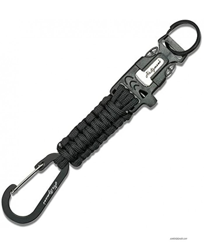 Ultimate 5-in-1 Paracord Keychain with Carabiner for Camping Fishing Hunting & Outdoor Emergencies | Multipurpose Survival Tool with Paracord Emergency Whistle Flint Rod Cutting Tool & Key Ring