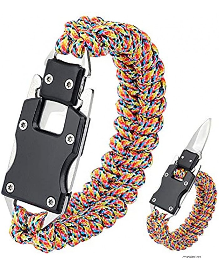 WEREWOLVES Paracord Knife Bracelet Survival Knife Cord Bracelets Tactical EDC Paracord Bracelet Emergency Survival Gear for Hiking Traveling Camping Paracord Bracelet for Men & Women