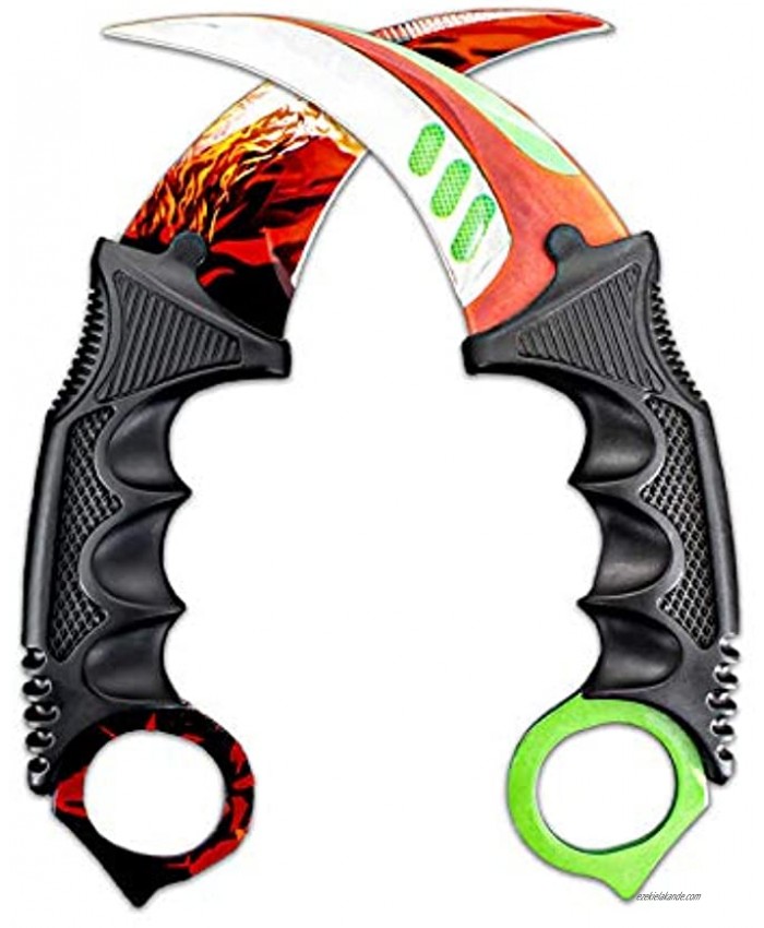 Karambit Knife Set of 2 CS-GO for Hunting Camping Fishing Self Defenses and Field Survival Stainless Steel Fixed Blade Tactical Knife with Sheath and Cord