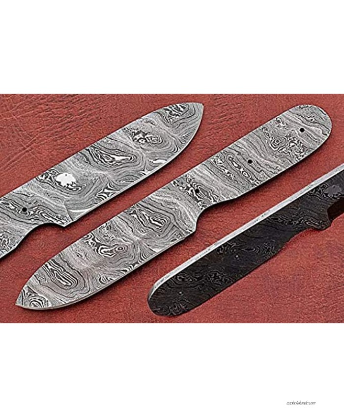 Knife Making Damascus Steel Blank Blade 8.25 inches Long Hand Forged Spey Point Blade Skinning Knife Pocket Knife with 3 Pin Hole 4 inches Cutting Edge 4.25 Scale Space