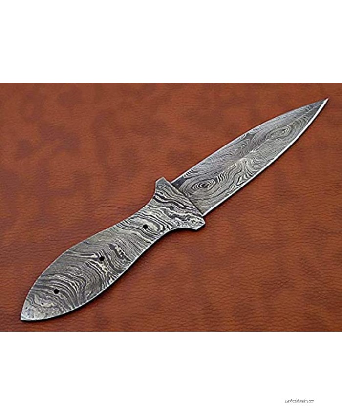 knife making Damascus steel blank blade 9 inches long hand forged skinning knife with 3 Pin hole oval shape scale 4.5 inches cutting edge