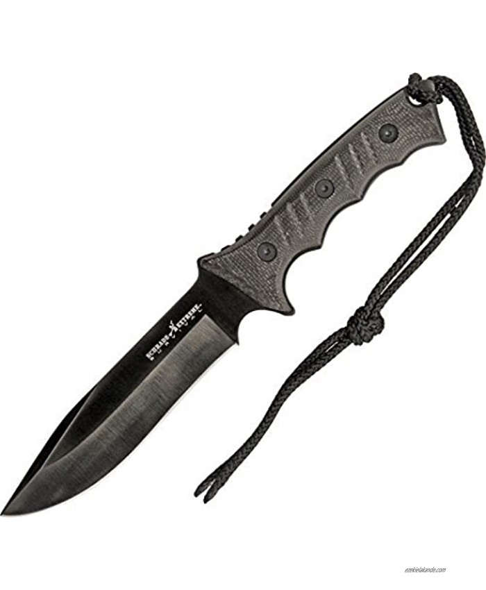 Schrade SCHF3N 12in Full Tang High Carbon S.S. Fixed Blade Knife with 6.4in Clip Point Blade and Micarta Handle for Outdoor Survival Camping and Bushcraft