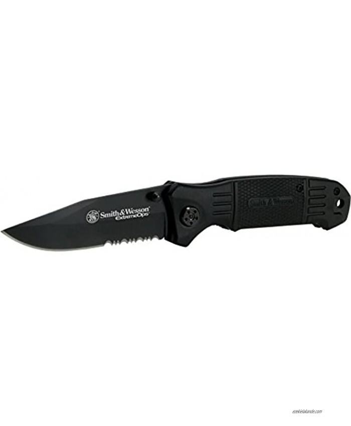 SMITH & WESSON SWEX2S Extreme Ops. Knife with 40% Serrated Drop Point Blade  black