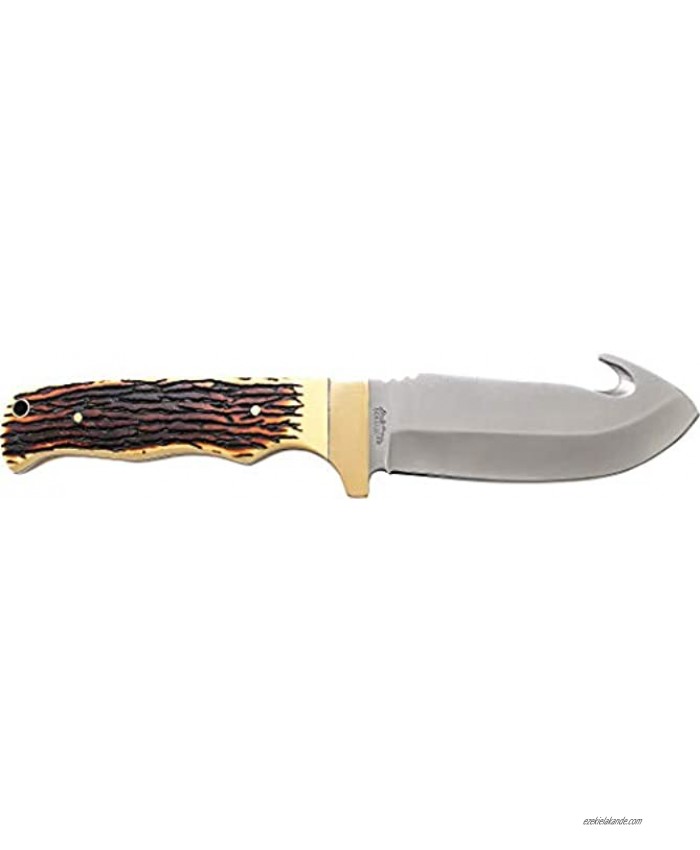 Uncle Henry 185UH Next Gen 9.1in High Carbon S.S. Fixed Blade Knife with a 4.3in Gut Hook and Staglon Handle for Outdoor Survival Camping and Hunting