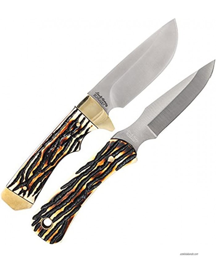 Uncle Henry UHCOM2CP Combo Pack Full Tang 6.5in S.S. Fixed Blade Knife and 8.4in S.S. Drop Point Knife with Staglon Handles for Outdoor Survival Camping and Hunting