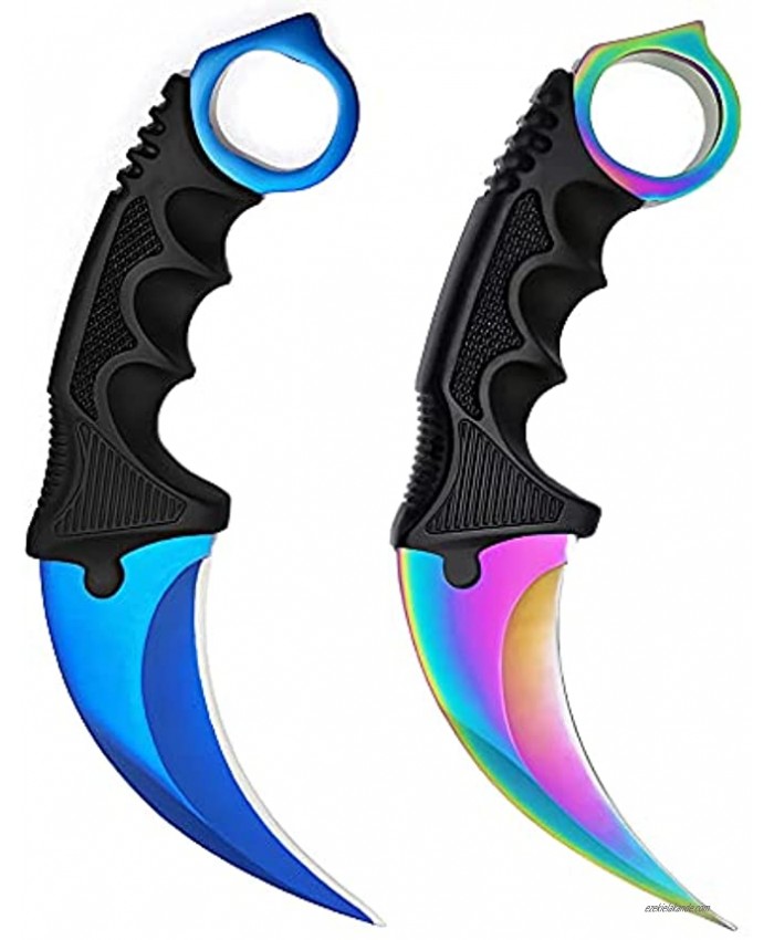 ZLIXING Karambit Knife 2 Pieces Fixed Blade Tactical Knives Survival Knife with Sheath Men Gifts for Csgo Hiking Fishing Hunting