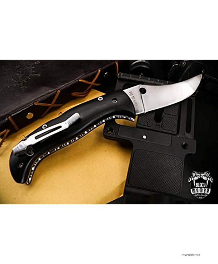 BLACK MAMBA KNIVES BMK-VG5 Papuan Snake 4.9 Inches Closed Folding Blade Knife Vg10 Super Steel Folding Knife Pocket Knife Pocket Clip Knife