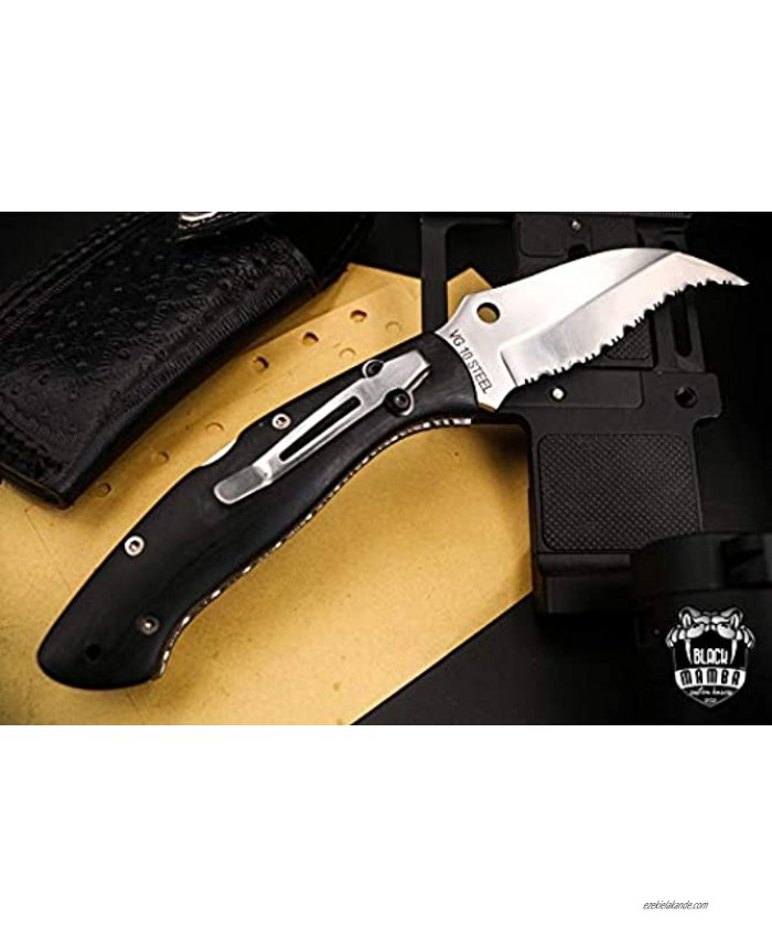 BLACK MAMBA KNIVES BMK-VG6 Tantilla 5 Inches Closed Folding Blade Knife Vg10 Super Steel Folding Knife Pocket Knife Pocket Clip Knife