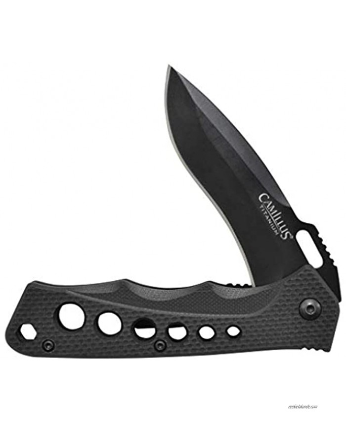 Camillus Rage 7.25 Carbonitride Titanium Folding Knife with 3 Blade Black