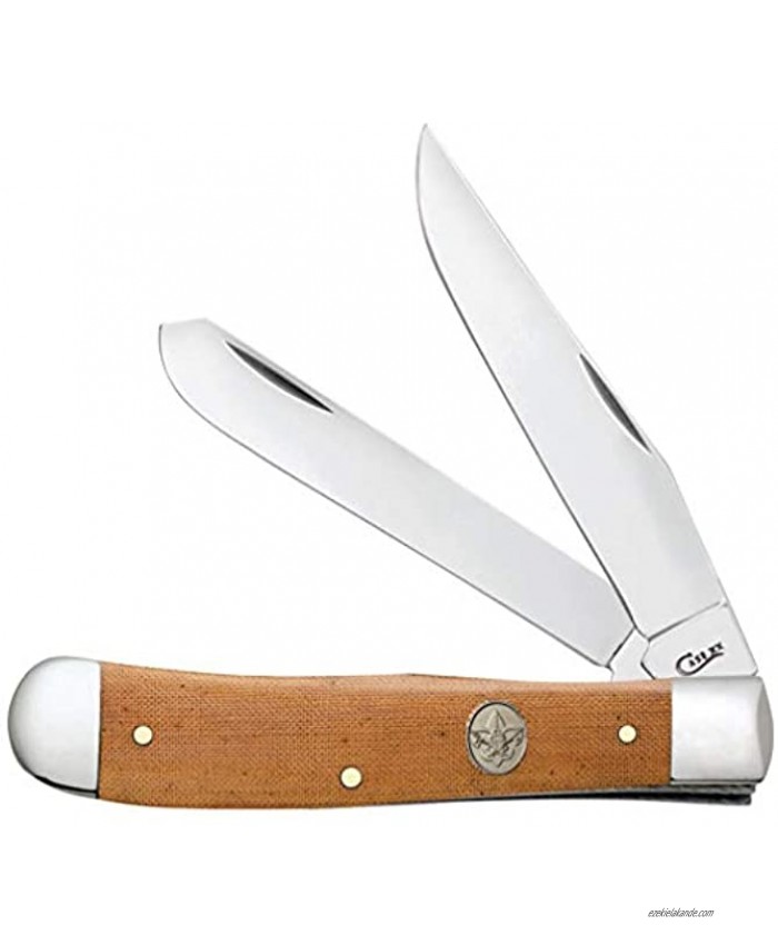 CASE XX WR Pocket Knife BSA Brown Canvas Laminate Trapper Item #18051 10254 SS Length Closed: 4 1 8 Inches
