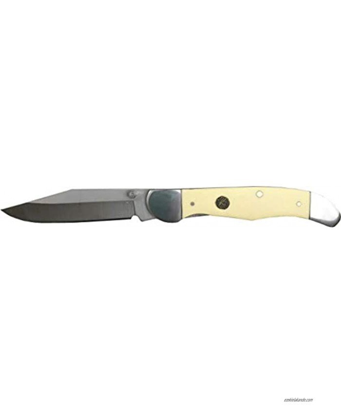 Roper Knives Pecos Liner Lock Tactical EDC Pocket Knife – 3.5 Inch Drop Point Blade with Cream 4 Inch Smooth Delrin Handle